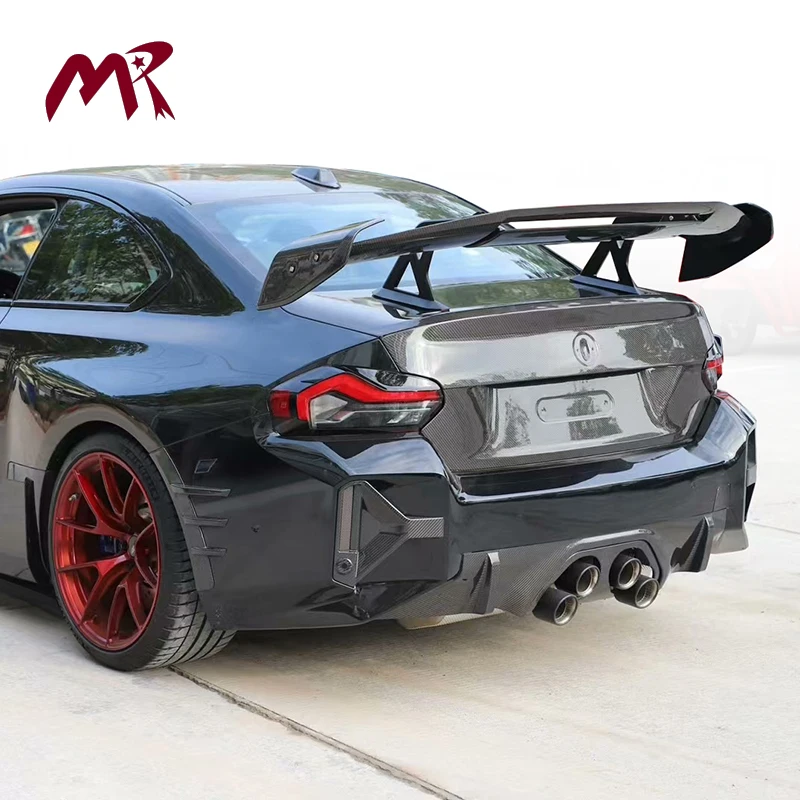 For BMW M2 G87 G42 218i 220i 220d 230i 2023-2025 100% Dry carbon fiber AD style rear spoiler smooth black body kit rear wing