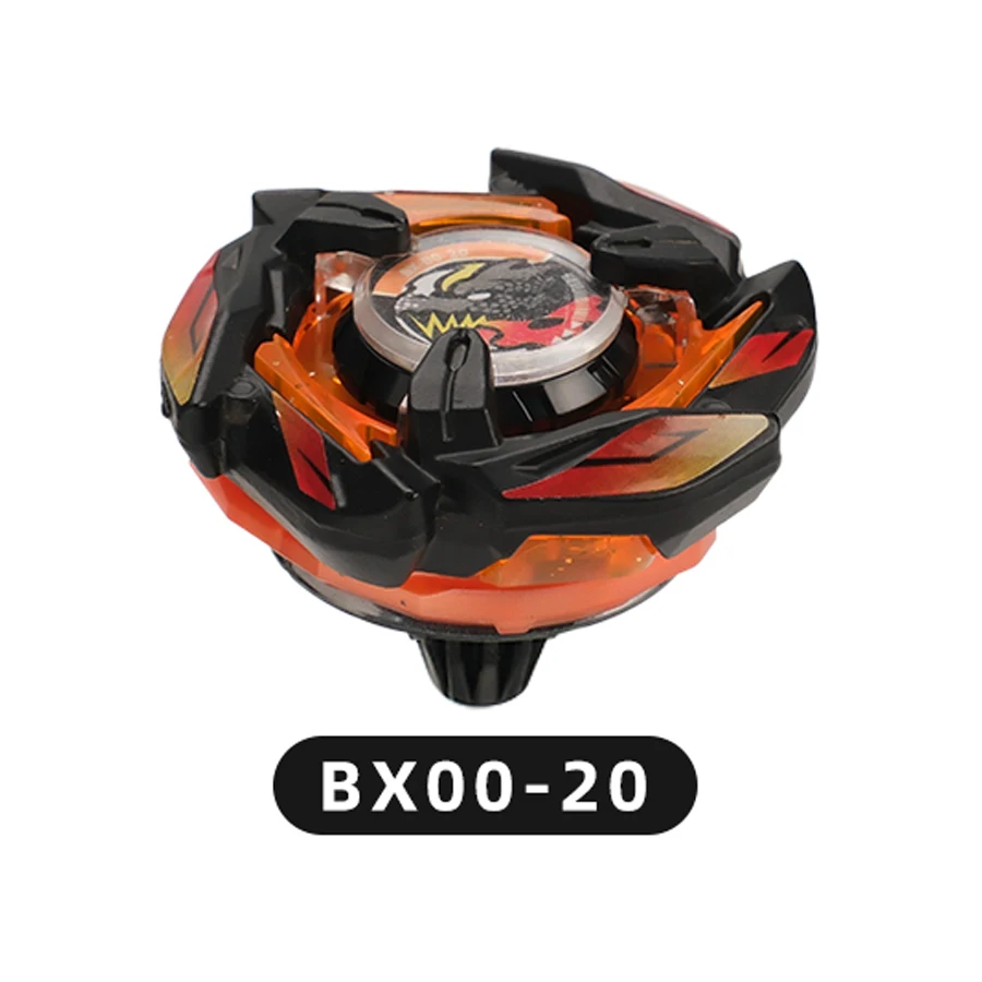 BX00-20 Giroscópio de combate de ataque laranja transparente + preto vermelho, padrão de núcleo estilo monstro/dinossauro, estrutura de ataque com múltiplas lâminas