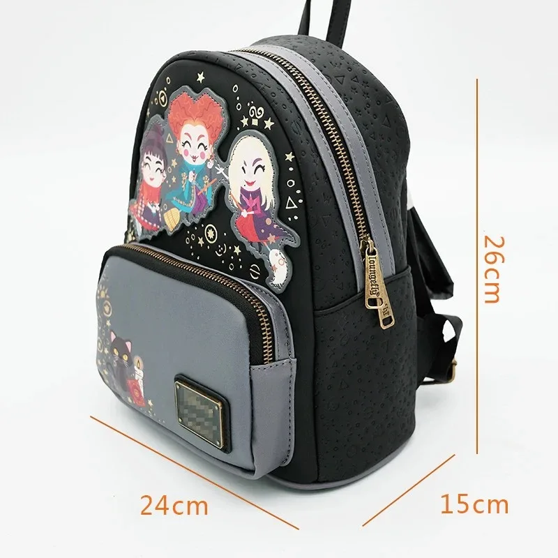 Loungefly Disney Hocus Pocus Mini Backpacks Winifred Mary and Sarah and The Loveable Cat Thackery Binx PU Cosplay Woman Backpack