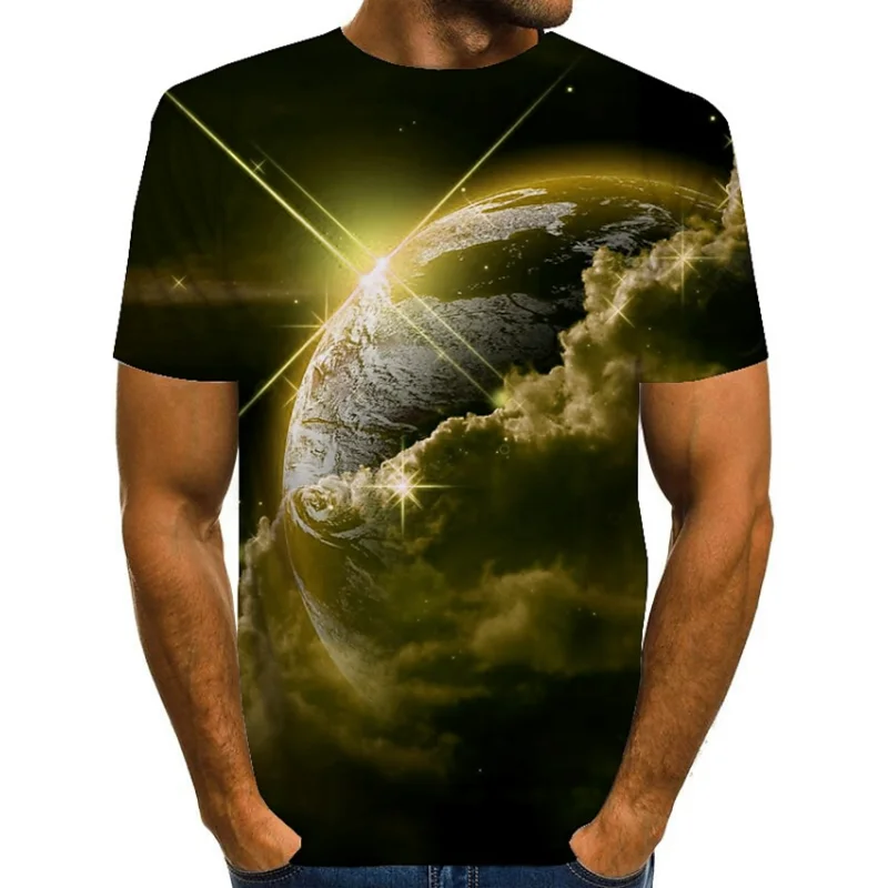 Trend Interstellar Graphic T Shirts For Men Fashion Summer Short Sleeve Cool 3D Printed T-shirts Loose Streetwear Hip Hop Tees