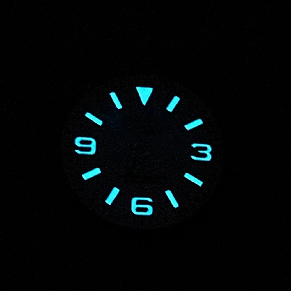 28.5mm S Logo Ex plorer Sunburst Dial Fit NH35/NH36/4R/7S Movement Ice Blue Luminous high-Quality Watch Modification Accessories