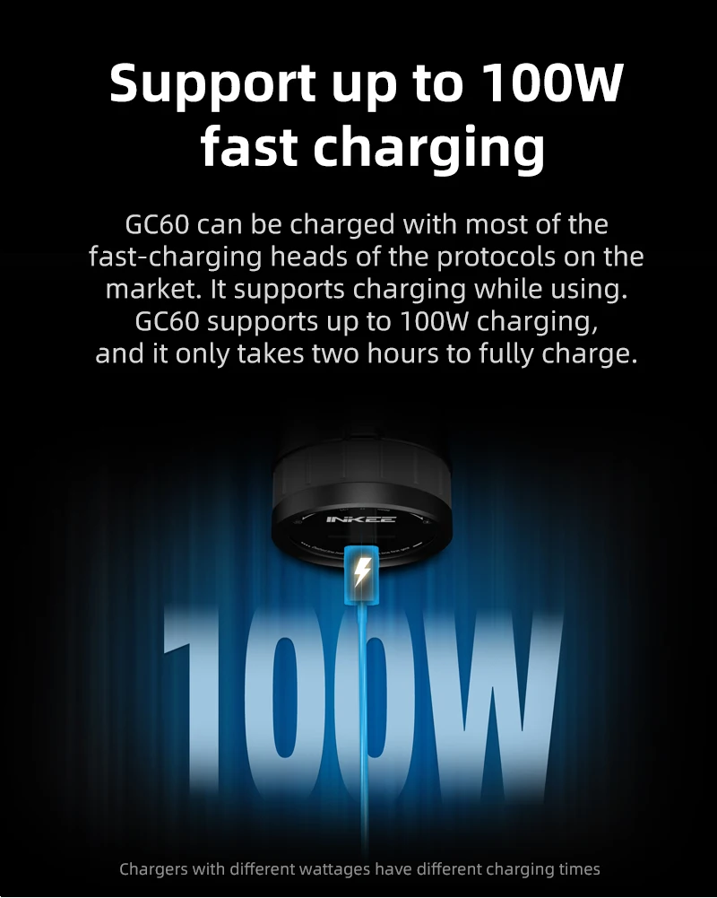 INKEE-GC60 LED 사진 조명, 2700-6500K, 비디오 라이트, 38400mAH 배터리 포함, 야외 촬영용 방수 스튜디오 사진 램프