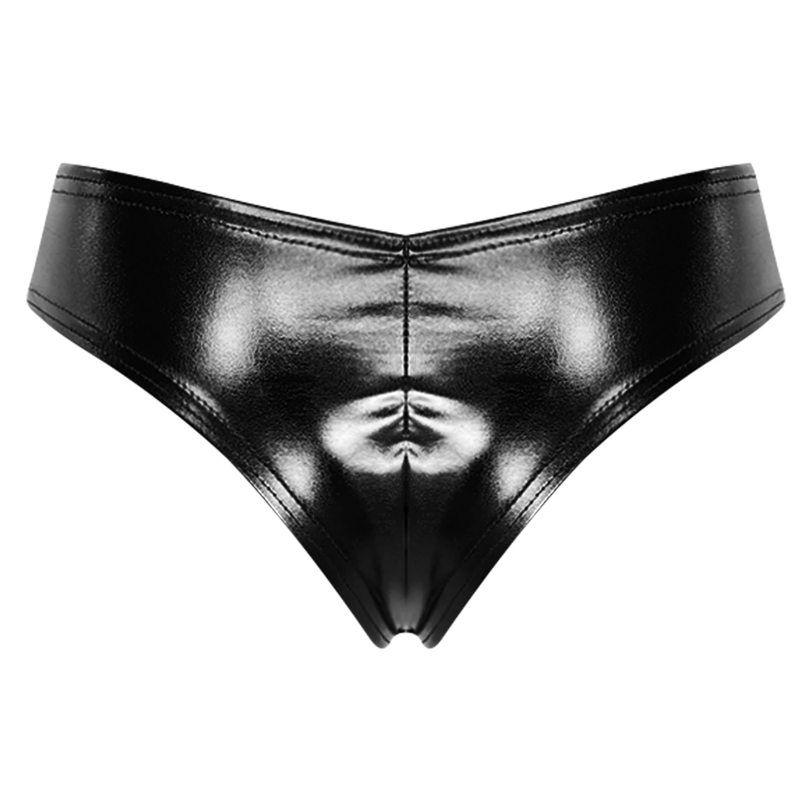 Women's Bathing Briefs Swimwear Metallic Shiny Mini Bikini Briefs V-shaped Waist Booty Panties Swimming Underwear Beachwear