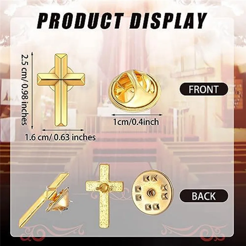 100 Pcs Cross Lapel Pin Bulk Set Gold Pins Religious Cross Pin Gold Enamel Pin Set for Christian Chaplain