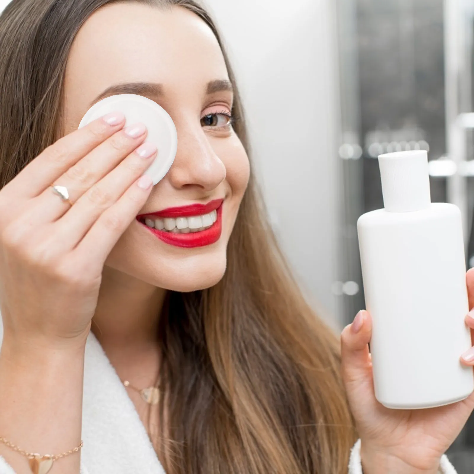 1Set Bamboo Fiber Makeup Remover Pad Set Comfortable Gentle Reusable Facial Clean Puff Pads for Women Portable Storage Bag Paper