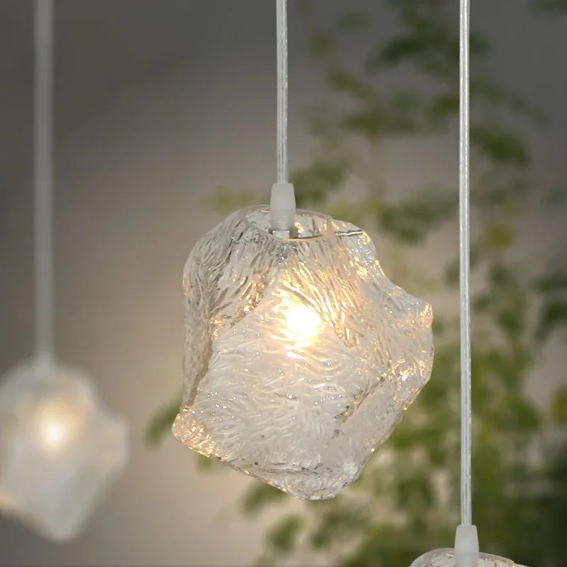 Nordic Ice Cube Glass Pendant Lamp Dinning Hanging Light Bar Hanging Light Indoor Living Room Lighting Bedroom Decoration