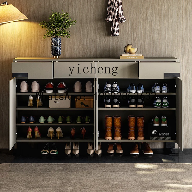 minimalist shoe cabinet home door entry modern minimalist indoor ultra-thin solid wood light luxury shoe cabinet