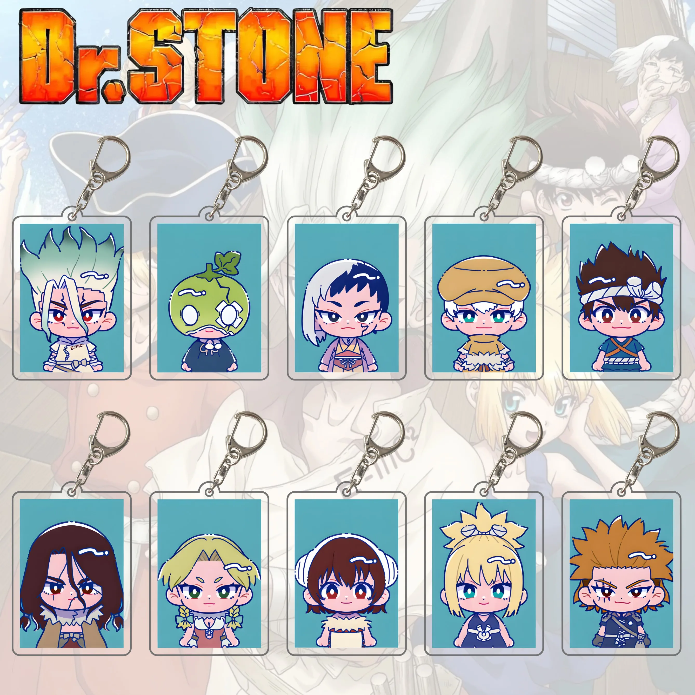 6CM Anime Dr.Stone Acrylic Keychain Ishigami Senkuu / Asagiri Gen / Nanami Ryusui Figure Pendant，Cartoon Character Collection