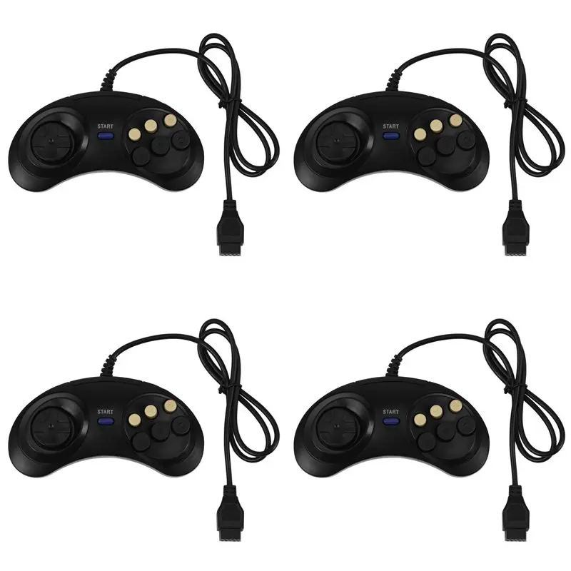 Controlador de juego con cable, 4X clásico, Retro, 6 botones, Joystick, Joypad para Sega Md2, Pc, Mac, Mega Drive-A86G