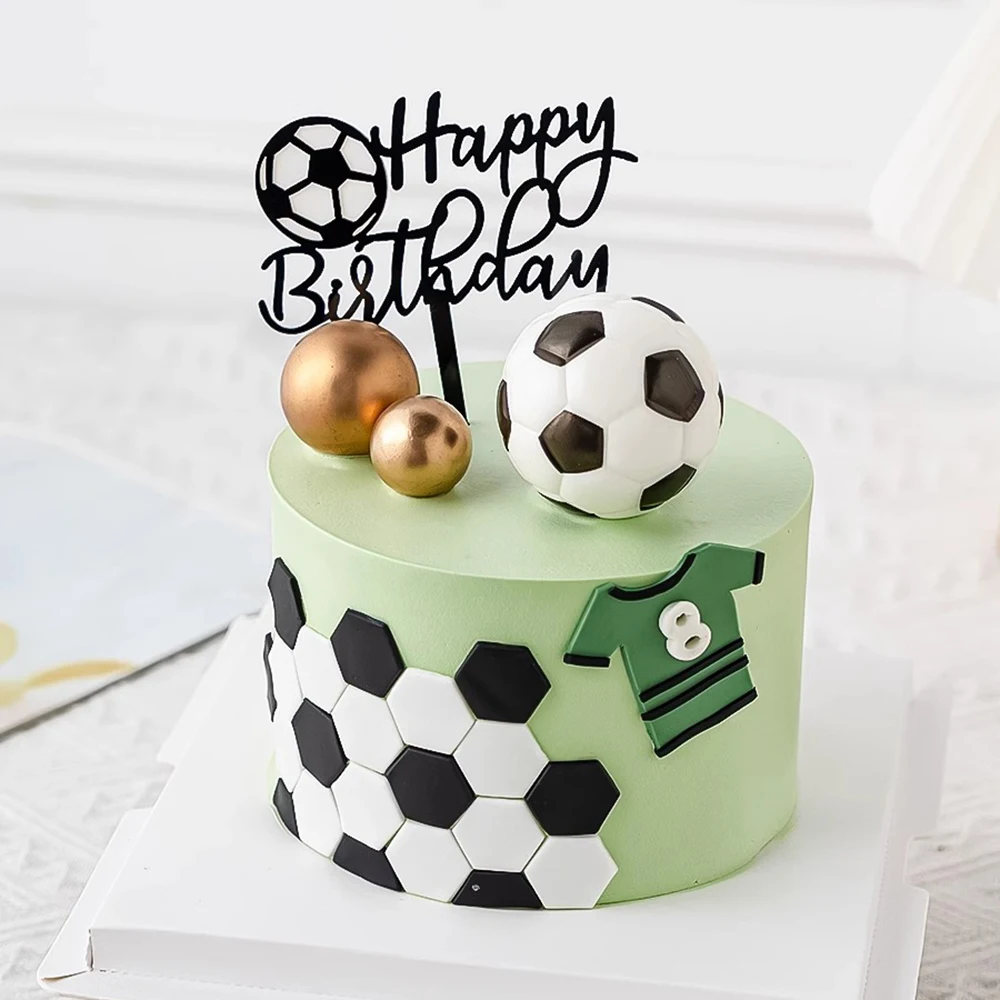 Football Boy Cake Decoration Football Field Player Doll Cupcake Top Happy Birthday Decoration Sports Children's Party Supplies