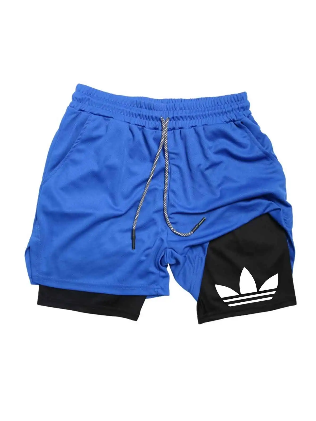 

Мужские летние повседневные шорты 2026: Двухслойные спортивные шорты 2-в-1 для бега и баскетбола, дышащие, с сетчатыми вставками