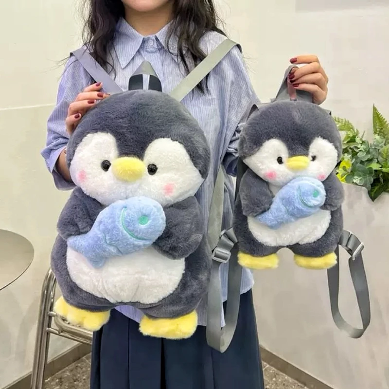 Cute Plush Penguin Backpacks Women Cartoon Fun Shoulder Bag New Trendy Personalized Girl Fashion Knapsack Kawaii Animal Rucksack