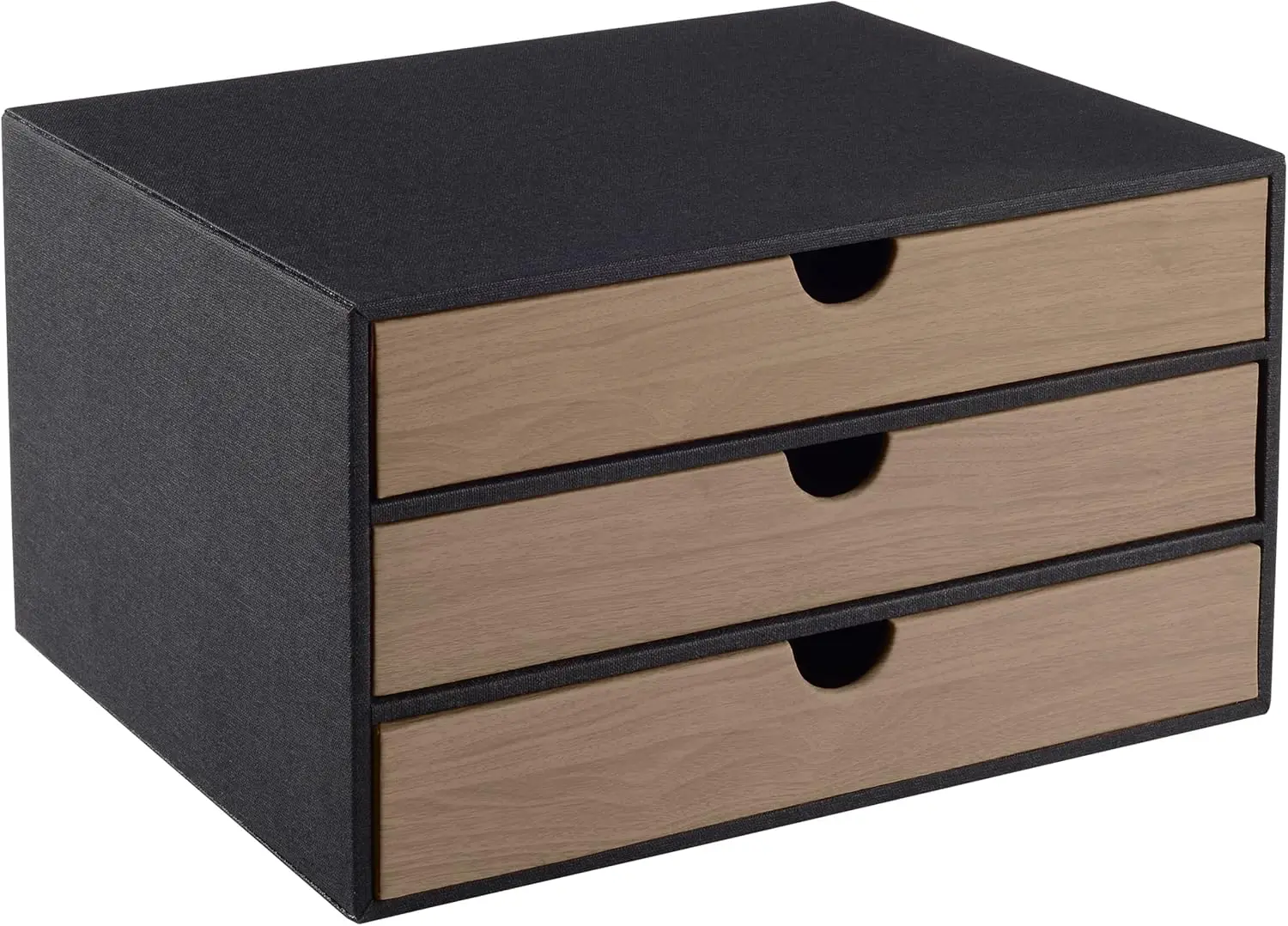 

Multicolor Leather Desk Organizer with 3 Drawers for A4 Document Storage, Black