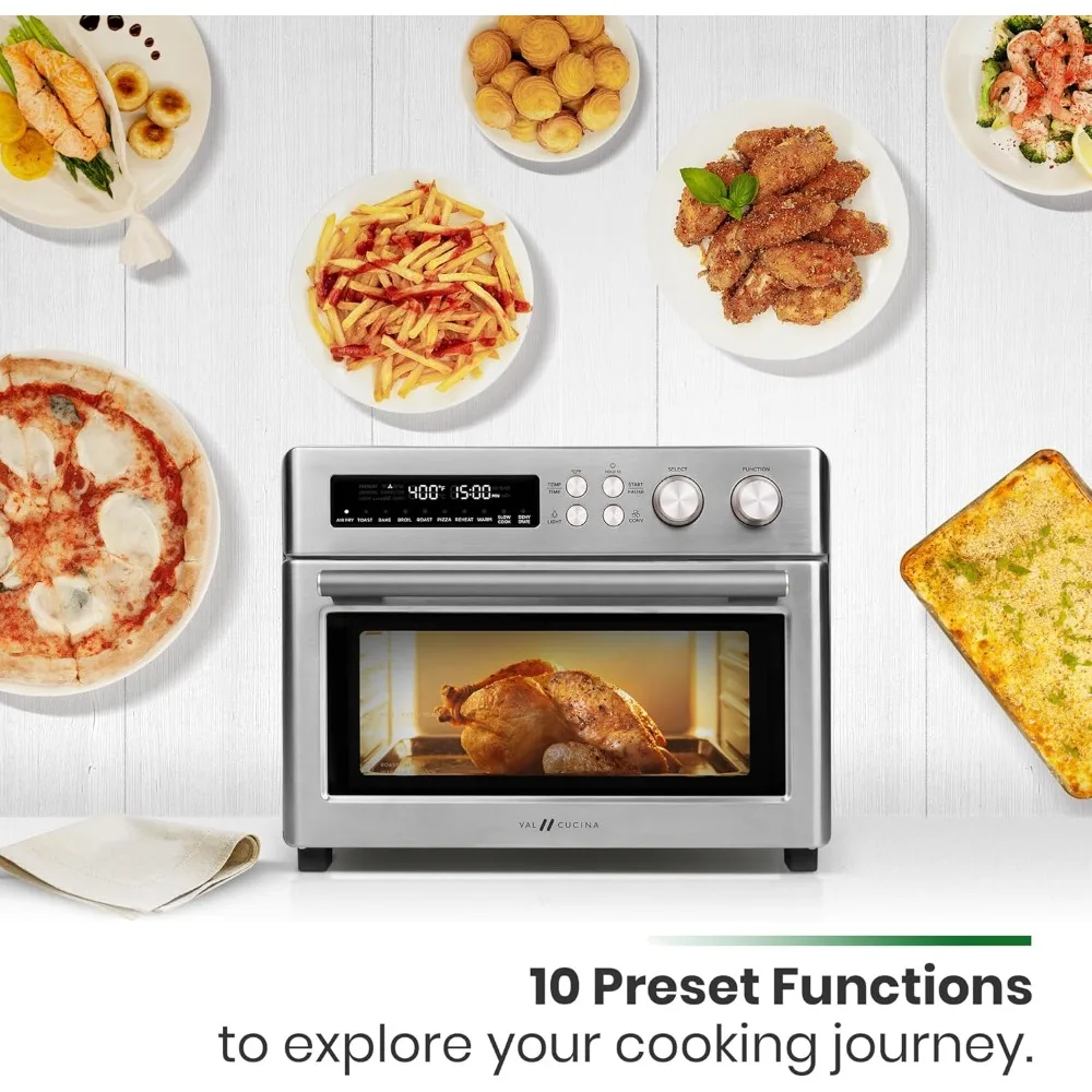 

Infrared Heating Air Fryer Toaster Oven, Extra Large Countertop Convection Oven 10-in-1 Combo, 6-Slice Toast, Enamel Baking Pan