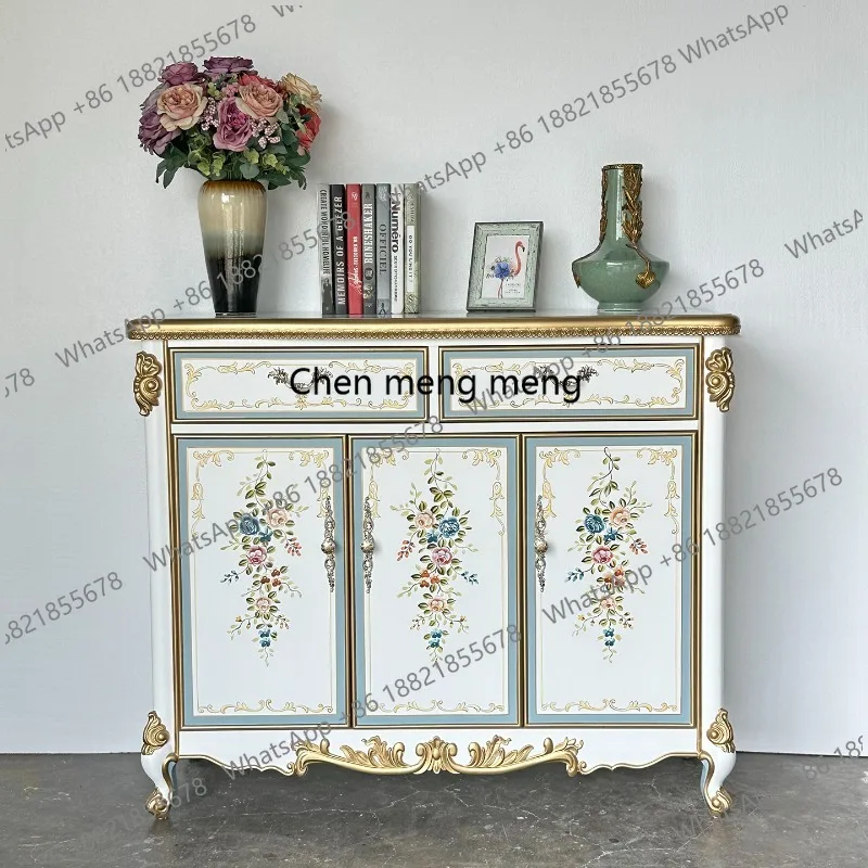 

French shoe cabinet light luxury carved hand-painted foyer entrance dining side cabinet bedroom storage cabinet