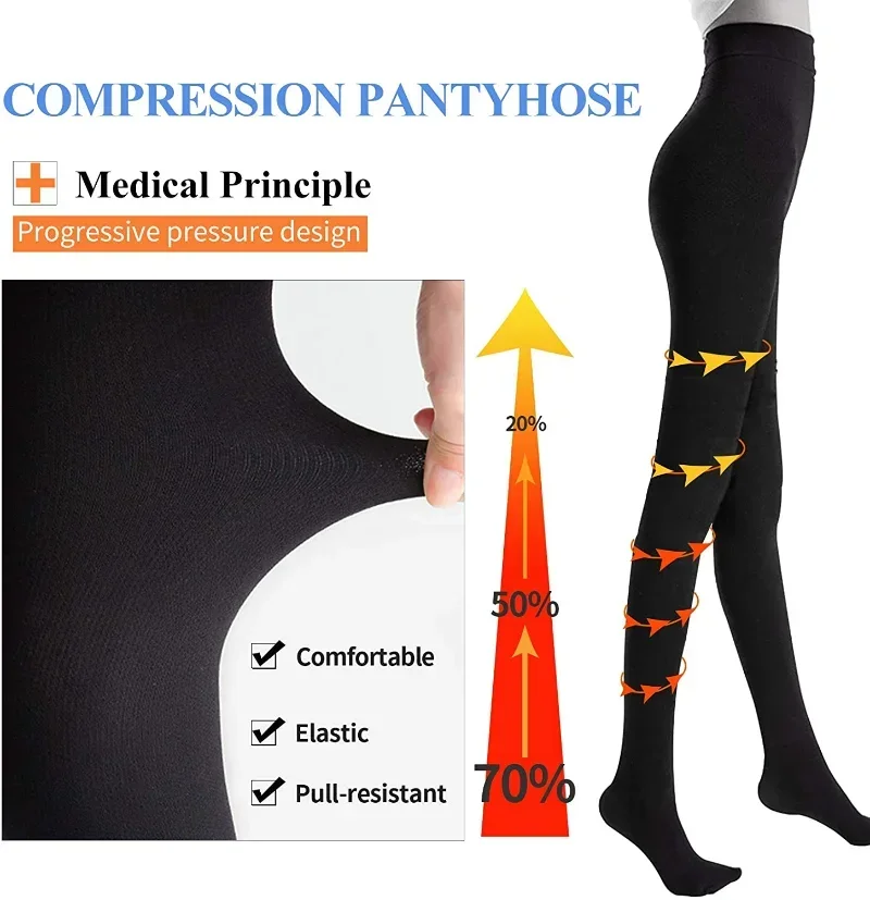 Slimming Compression Pantyhose 20-30 MmHg for Women Gradient Compress Stockings Prevent Varicose Veins Release Fatigue Edema