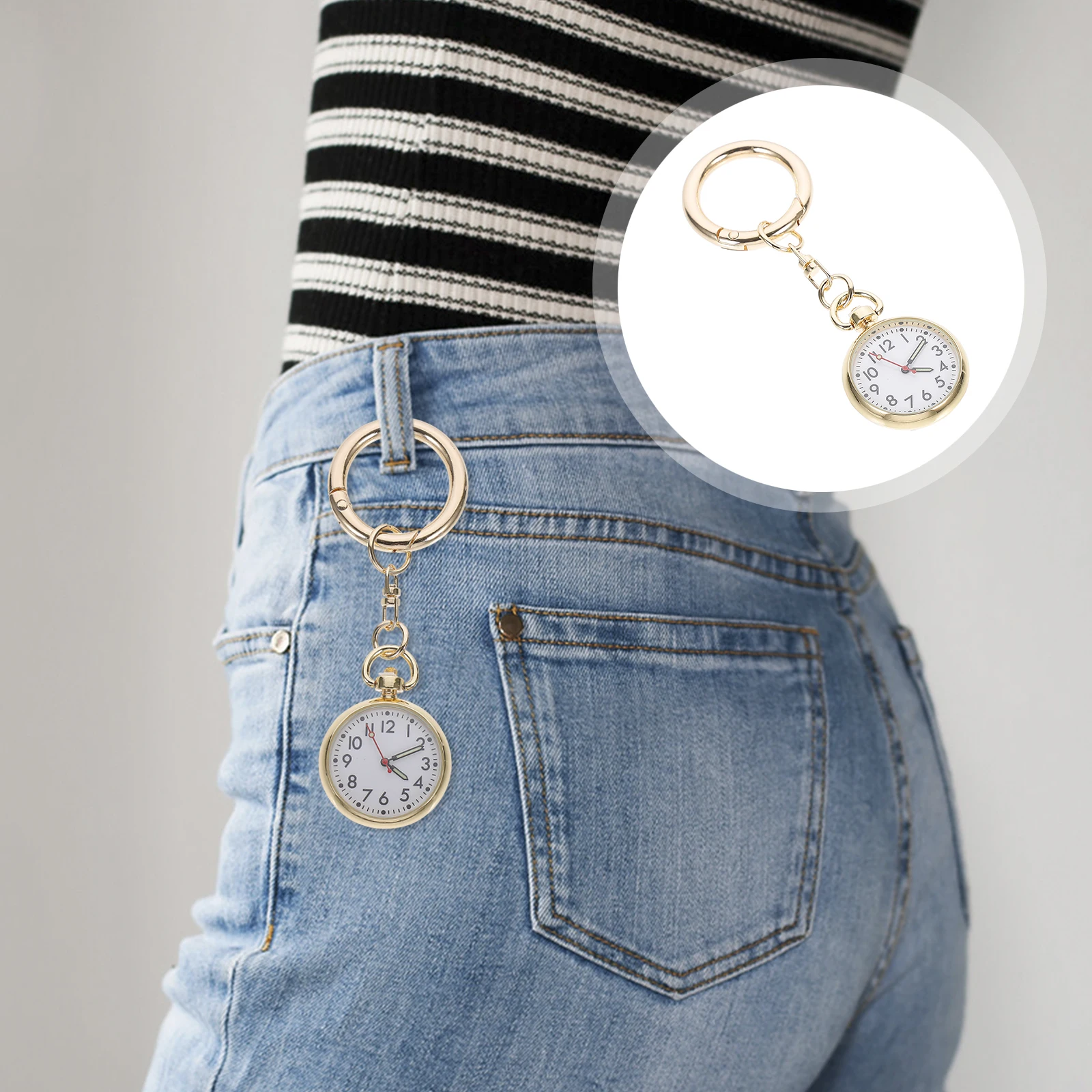 

Zinc Alloy on Hanging Pocket Watch Belt Keychain Nurse Gift Clear Numbers Stylish Elderly Nurse Watch Birthday