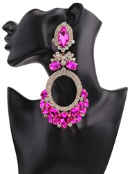 Super Exaggeration Big Drop Earrings Rhinestone Earrings For Women Luxury Crystal Statement Earrings Wedding Jewelry Wholesale