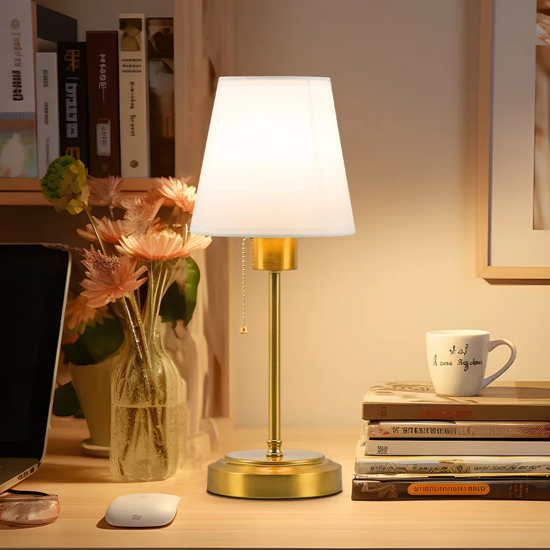 

Light luxury fabric bedside lamp Lying restaurant desktop decoration desk lamp Removable charging Eye protection Simple