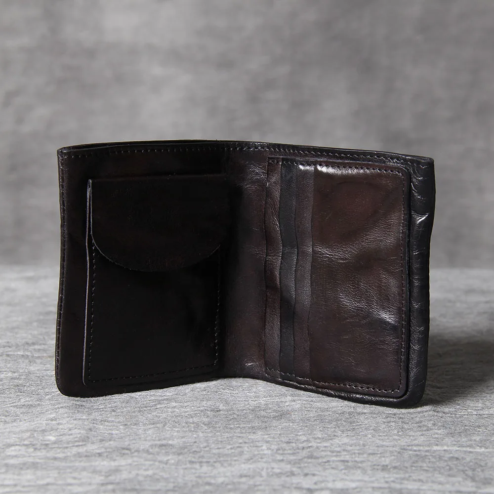 S.WORKER Vollnarbiges Rindsleder-Portemonnaie Vintage Slim Bifold Geldbörse für Herren Business – Detail 21