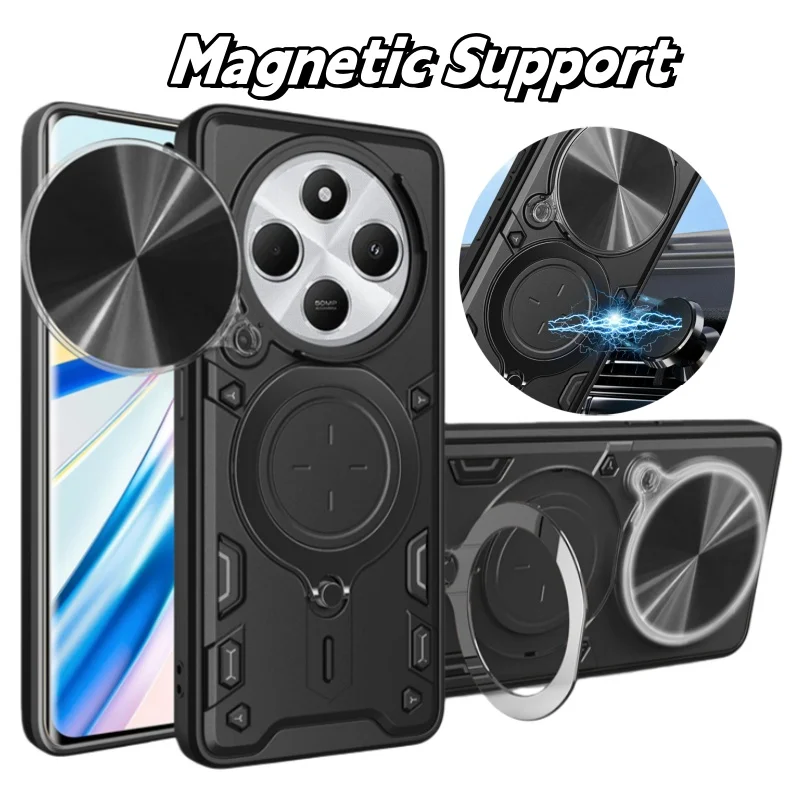 

Funda Para For Xiaomi Redmi 14C 4G Case Armor Shockproof Slide Camera Lens Cover For Redmi14C 14 C Magnetic Coque For Redmy 14C