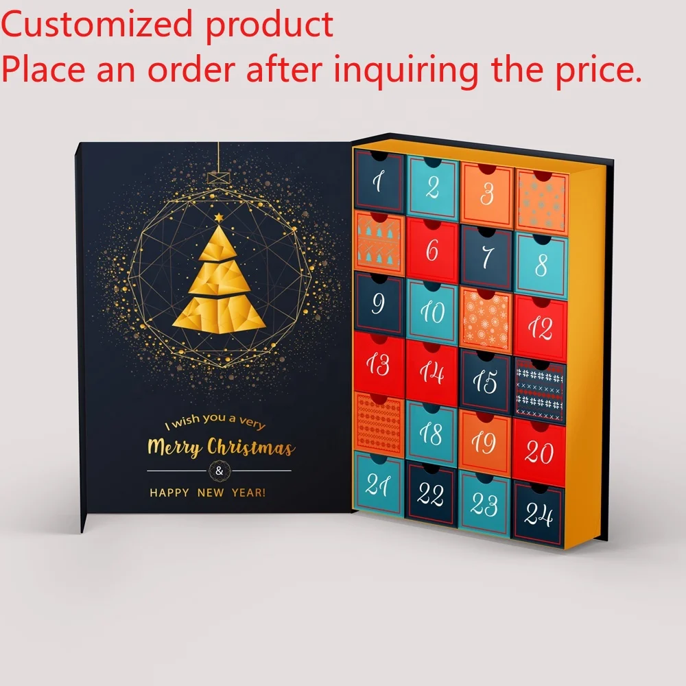

Customized queryCustom Design Advent Calendar Empty Cardboard Paper Packaging Christmas Advent Calendar Box for Gift Beauty Cos