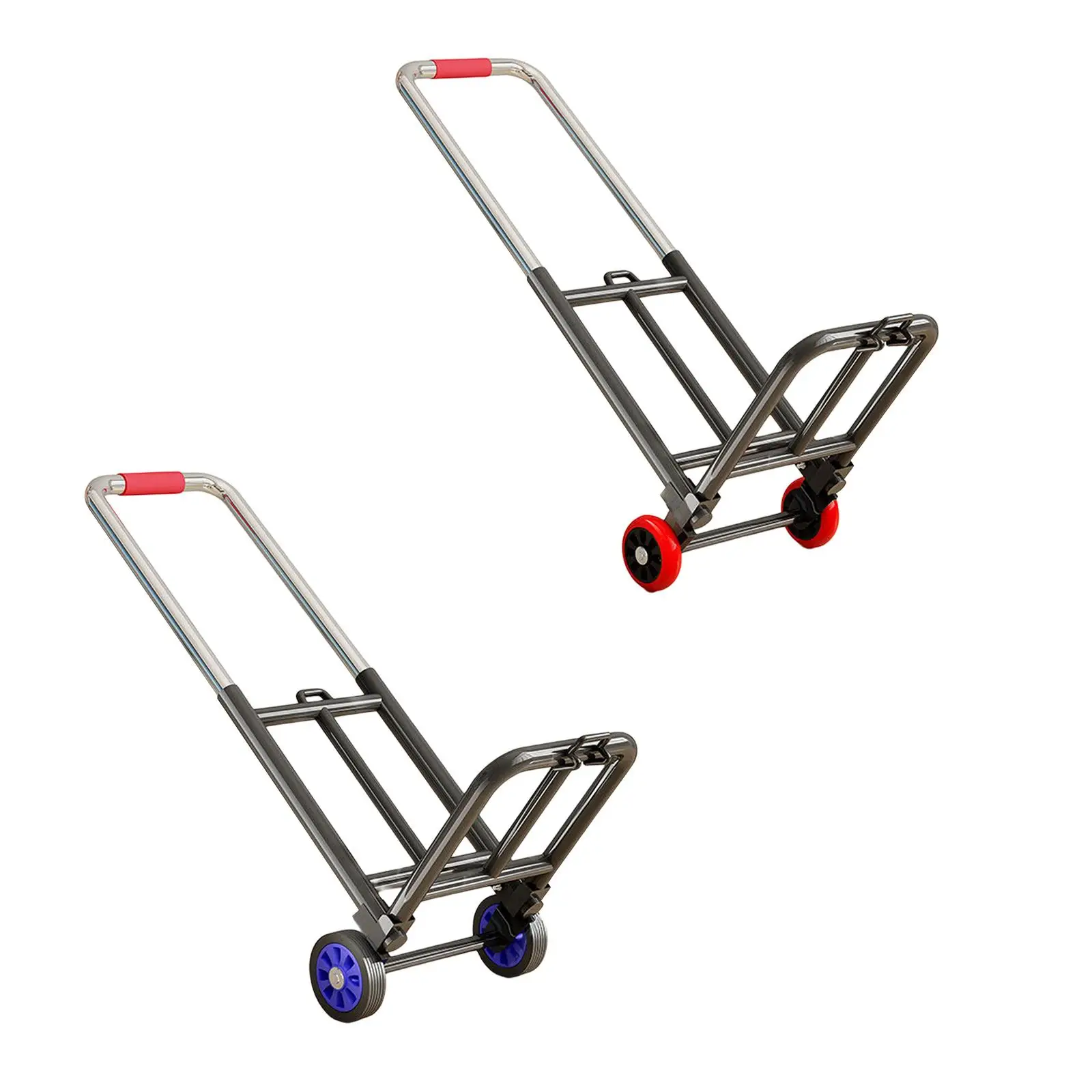 Folding Hand Truck Utility Luggage Trolley with 3 Rope Compact Luggage Cart for Office Use Transportation Personal