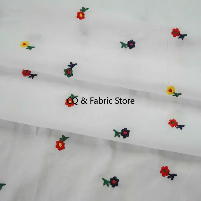 

Хлопковая ткань с вышивкой цветов, детская одежда, женская блузка и юбка, ткань ручной работы «сделай сам»