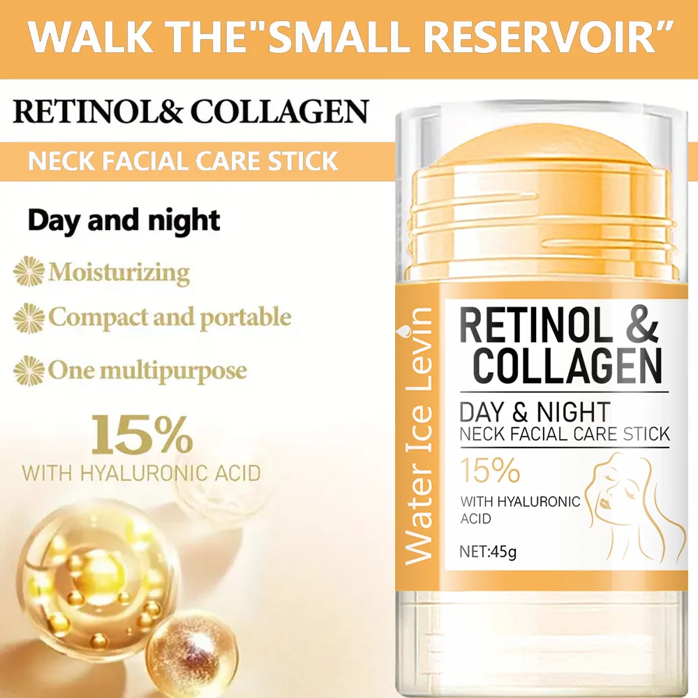 45g Retinol และ Collagen Day and Night Neck Cream Facial Stick, Hydrating, Moisturizing, ไม่เหนียวเหนอะหนะ, ดูดซับง่าย, อ่อนโยนและไม่ระคายเคือง, การดูดซึมลึก!