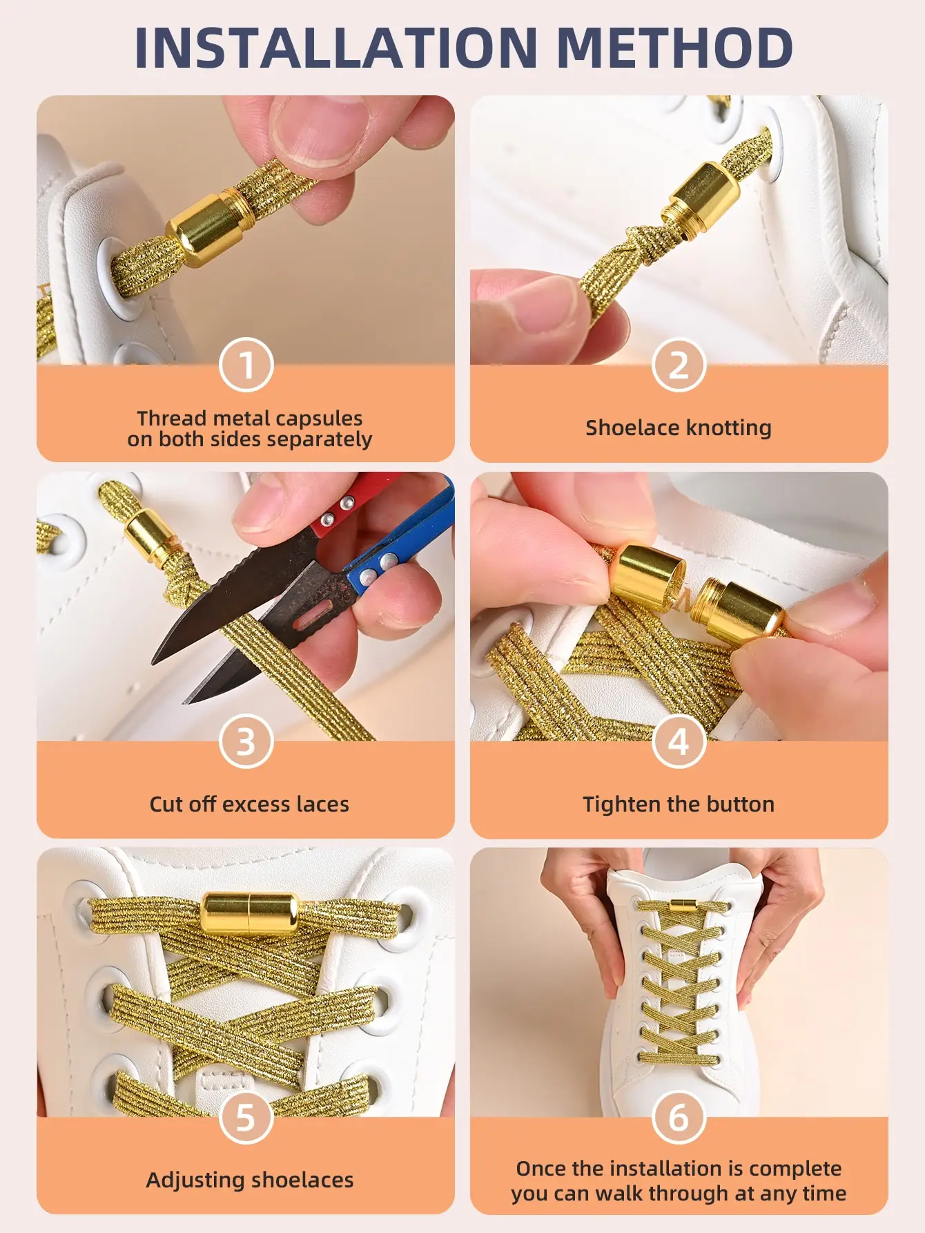 1 Paar Schnürsenkel ohne Schnallen mit bunten Schnallen | Elastische, modische Schnürsenkel mit Gold- und Perlglanz, einfaches Slip-On-Design – Detail 4