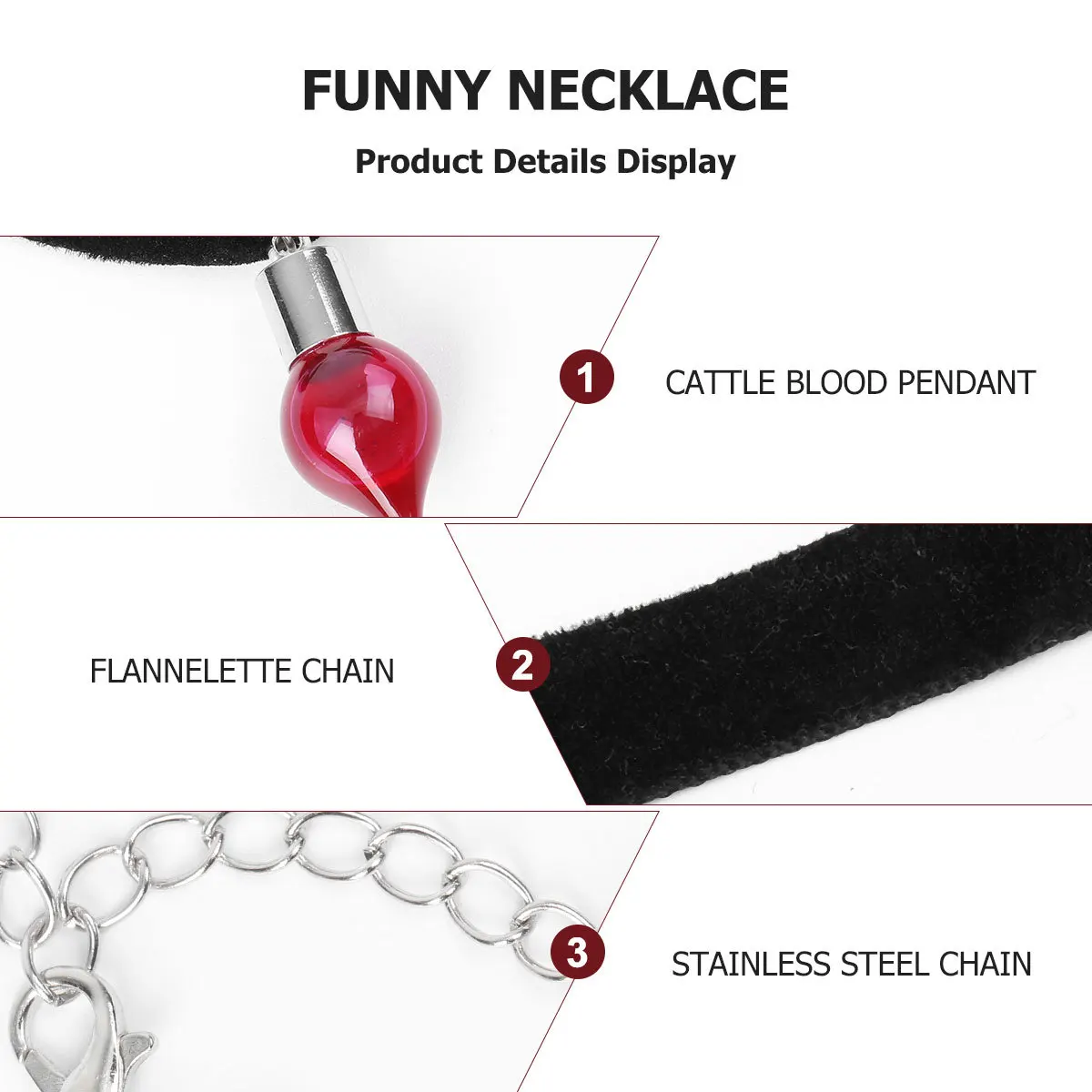 1개 고딕 혈액병 펜던트 목걸이 여성용 조절 가능한 체인 축제 파티 나이트클럽 장식 목걸이 목 체인