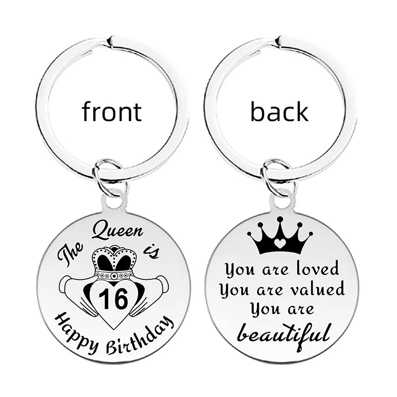 Customized Stainless Steel Keychain Double-sided laser Key Ring Birthday Celebration DIY Jewelry Gift Wholesale