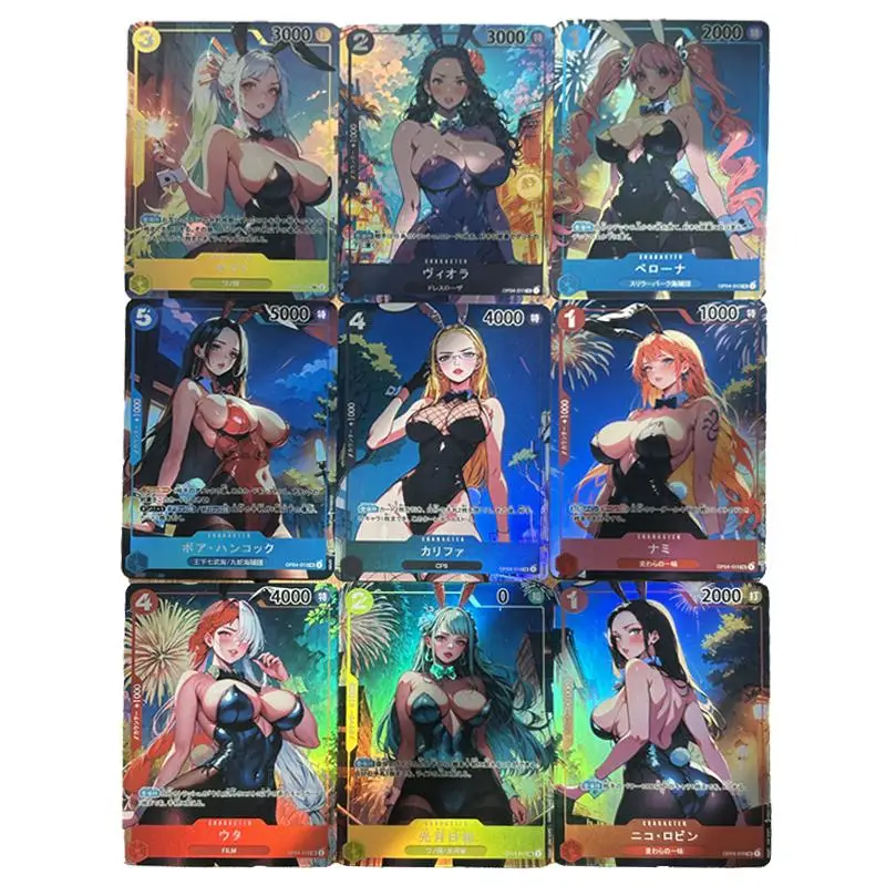 

9Pcs/set OPCG One Piece Perona Yamato nami Boa Hancock Colorful Flash Card Classic Game Anime Collection Cards Diy Gift Toys