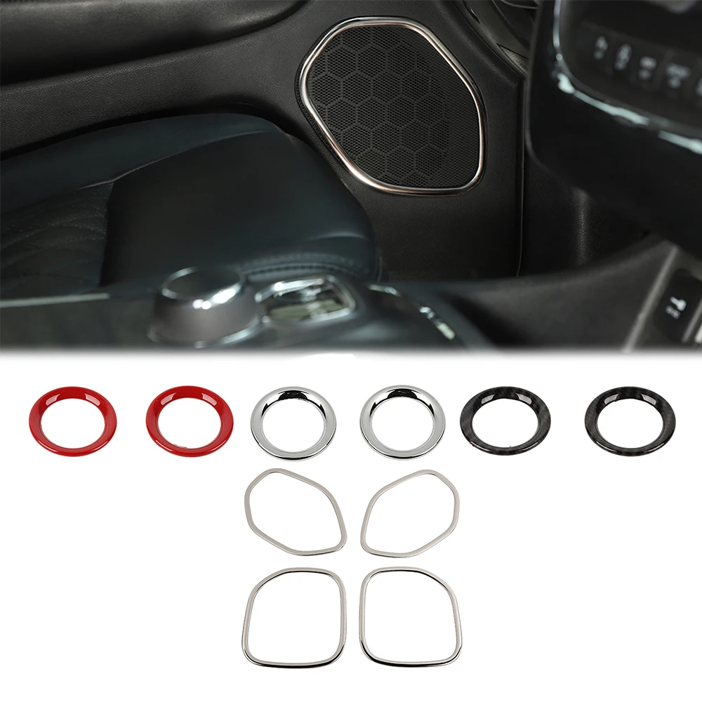 

Car Door Loud Speaker Cover Trim Decoration Ring ABS Stickers for Dodge Durango 2011-2023 Chrome Decal Kits Interior Accessories