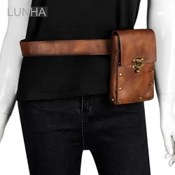 Riñonera de cuero PU estilo Punk para mujer, riñonera pequeña, Mini bolsa para teléfono con tachuelas para exteriores