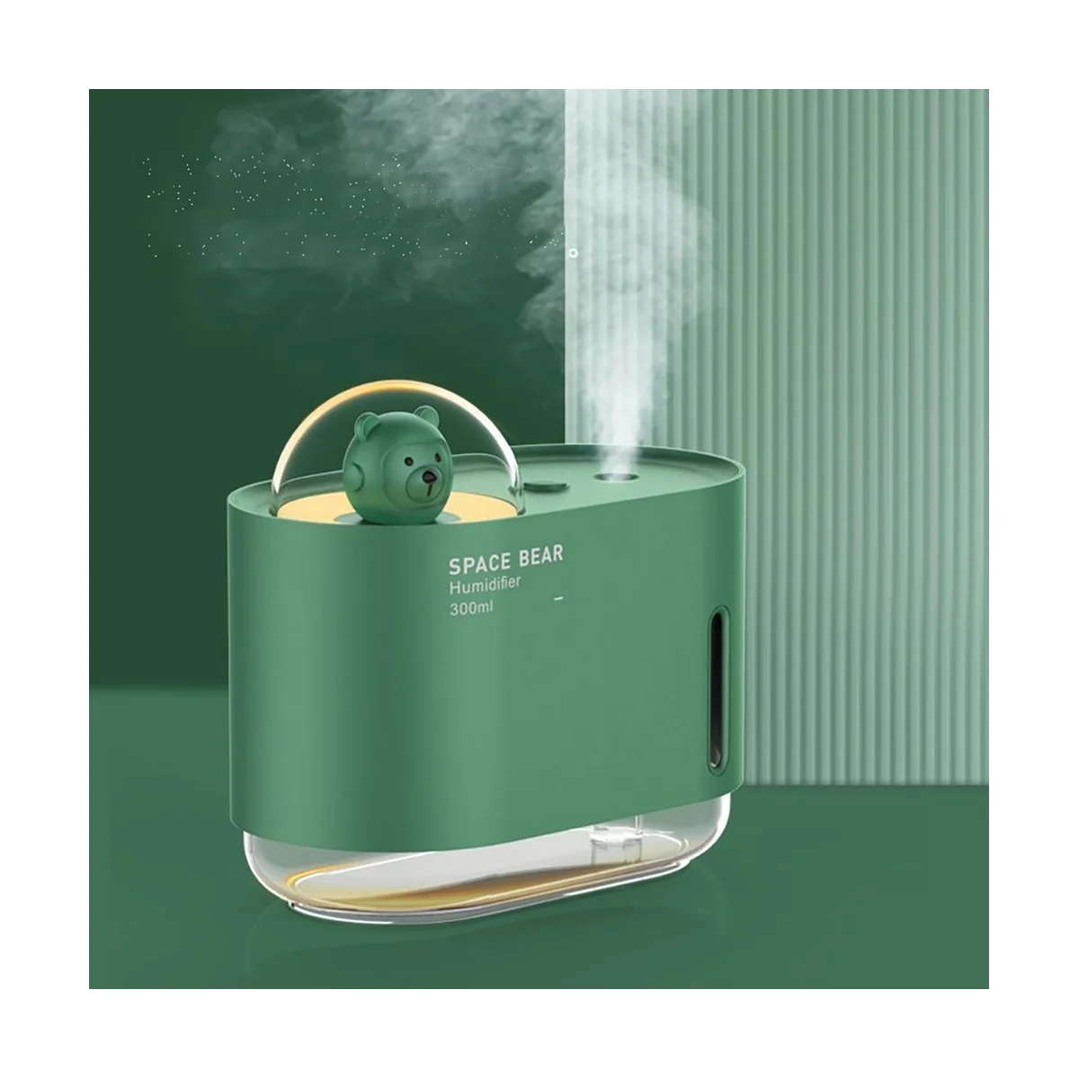 300ML Humidifier Diffuser USB Mini Diffuser with LED Night Light Air Humidifier for Bedroom Home Desktop Office -Green