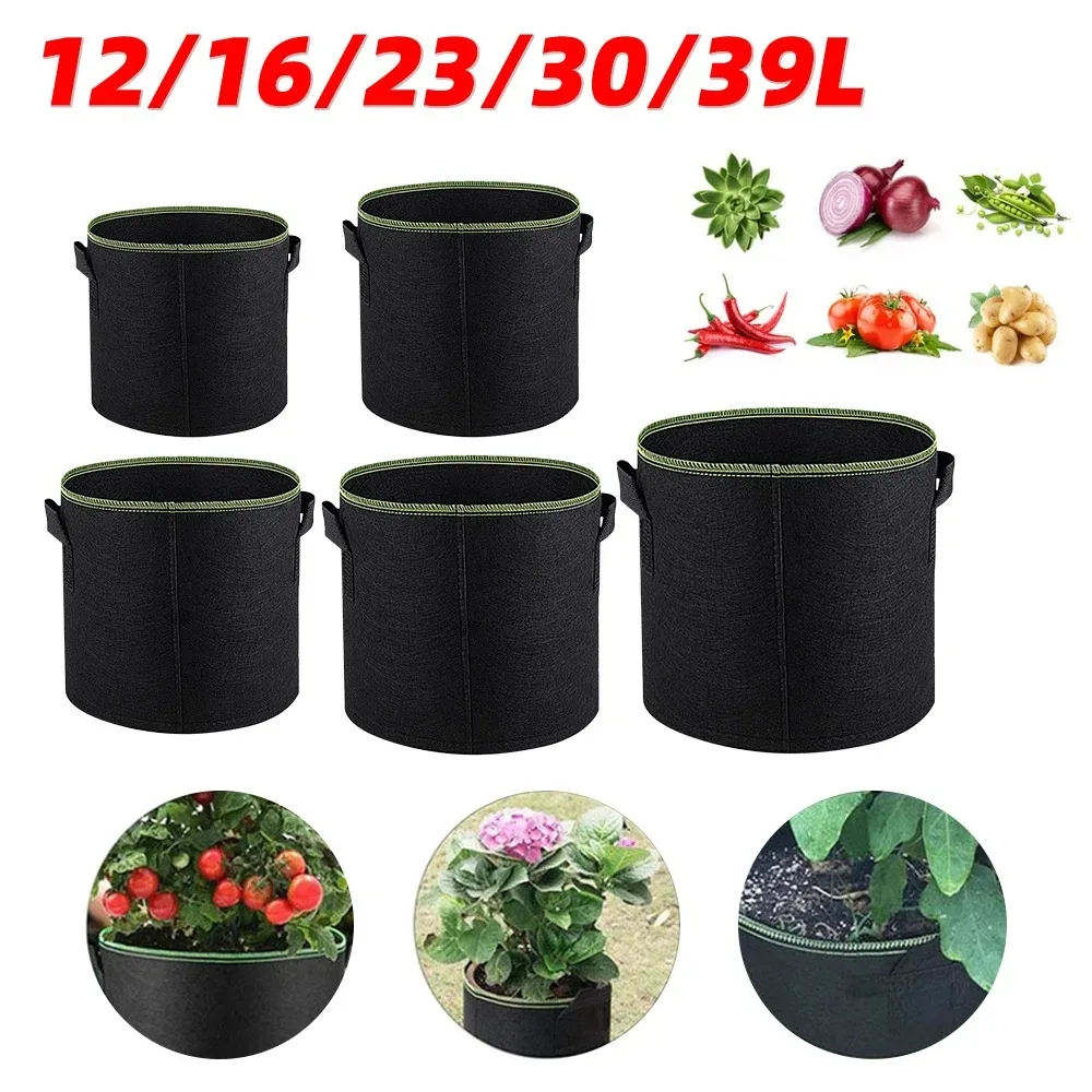 3Pcs Vegetable/Flower/Plant Bags 1 Gallon Thickened Non-Woven Grow Bags Aeration Fabric Pots With Handles