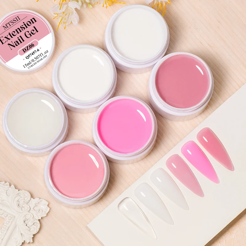 Mtssii 15ML Quick Extension Nail Gel Semi Permanent Acrylic Crystal Clear Nude Pink Jelly Milky White Gel UV Construction Gel