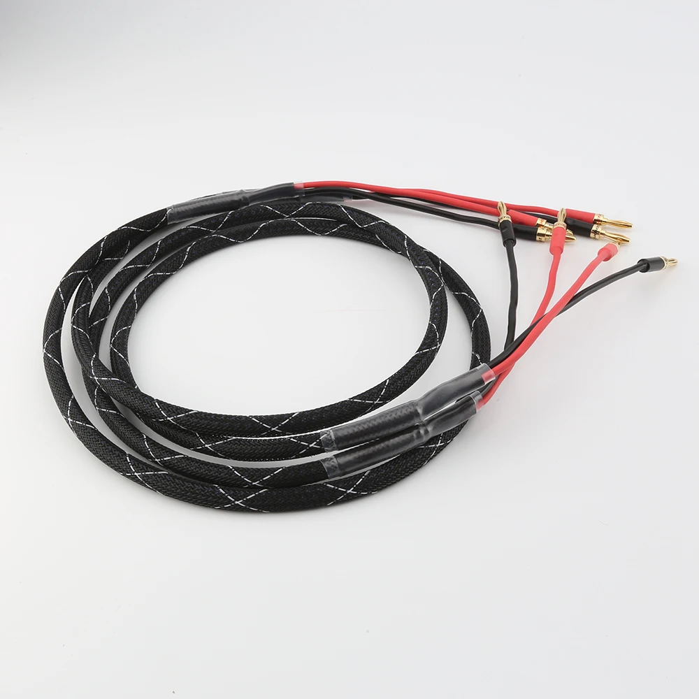 New Audiocrast Hifi 6N Pure copper Speaker Cables Banana Plug 2 to 2 Connector Audio Amplifier CD DVD Player Speaker Cable