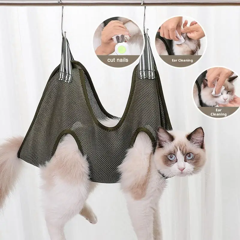 Cat Grooming Hammock Cat Dog Nail Trimming Restraint Bag Pet Grooming Sling Anti-Scratch Helper For Pet Feeding Bathing Hair