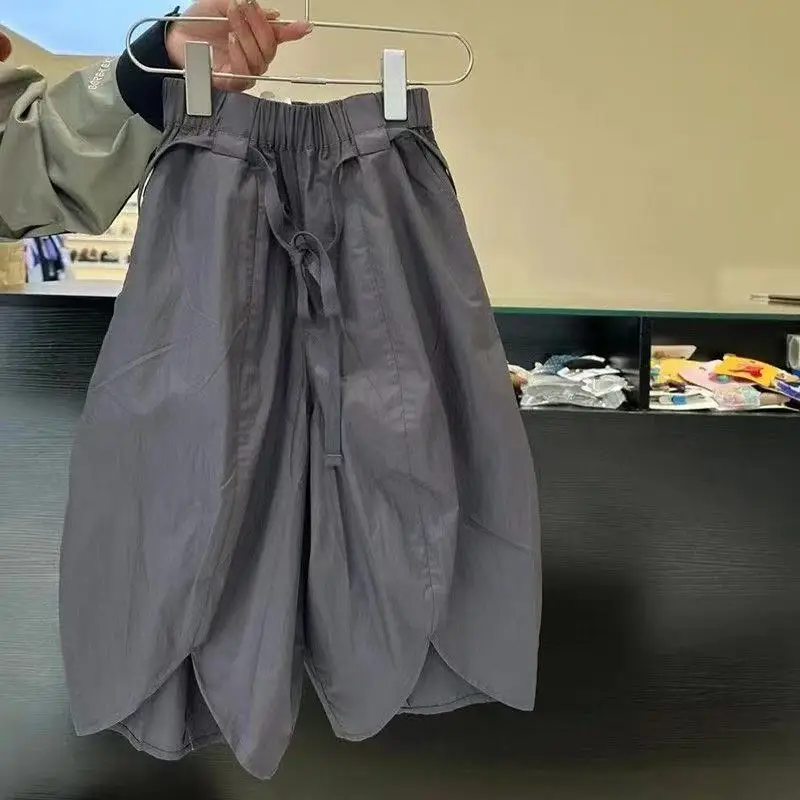 

Children's Clothing Casual Cotton Trousers Summer Boys Girls' Gray Seven Inch Harem Pants Loose Lantern Britches