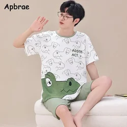 Summer Mens Pajamas Plus Size 4XL Casual Short Tops Short Pants Cotton Pijamas Men Sleepwear for Men Fashion Cartoon Home Wear