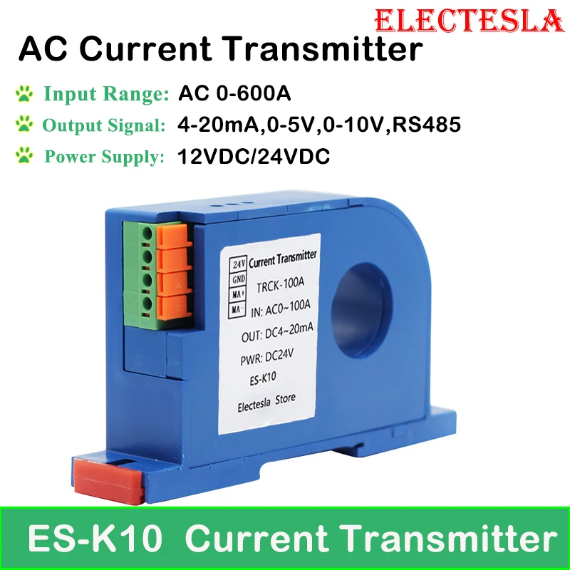 

Current Transducer AC 150A 250A Hall Current Converter 4 20ma RS485 AC Current Transmitter 22mm Hole AC Current Sensors 24VDC