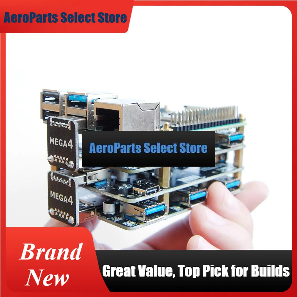 AeroPartsMEGA4: 4-PORT USB 3.1 PPPS HUB FOR RASPBERRY PI 4B