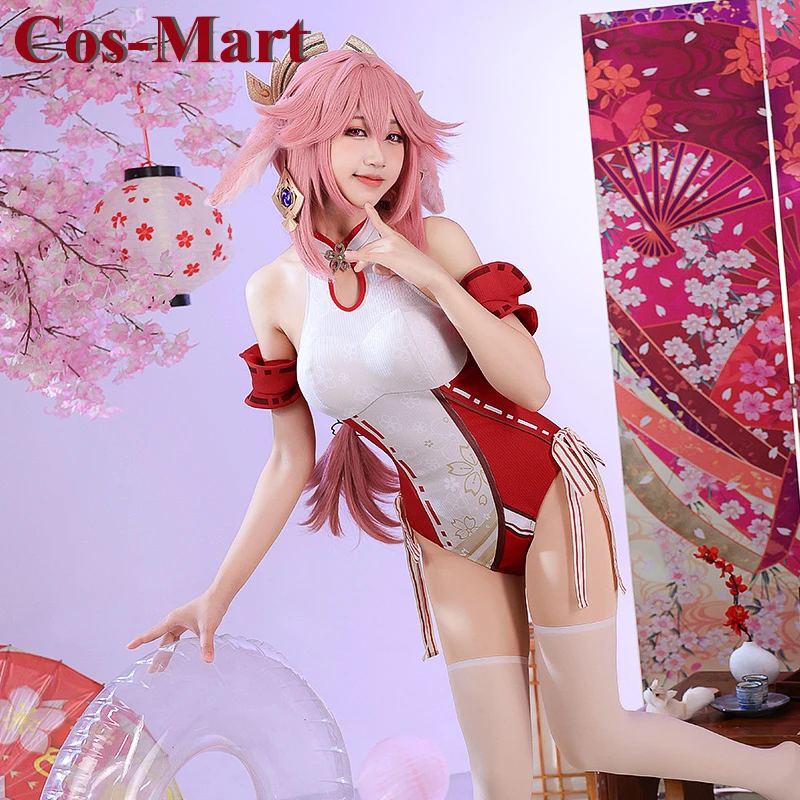 

Cos-Mart Hot Game Genshin Impact Yae Miko Cosplay Costume Sweet Lovely Swimsuit Female Activity Party Role Play Clothing