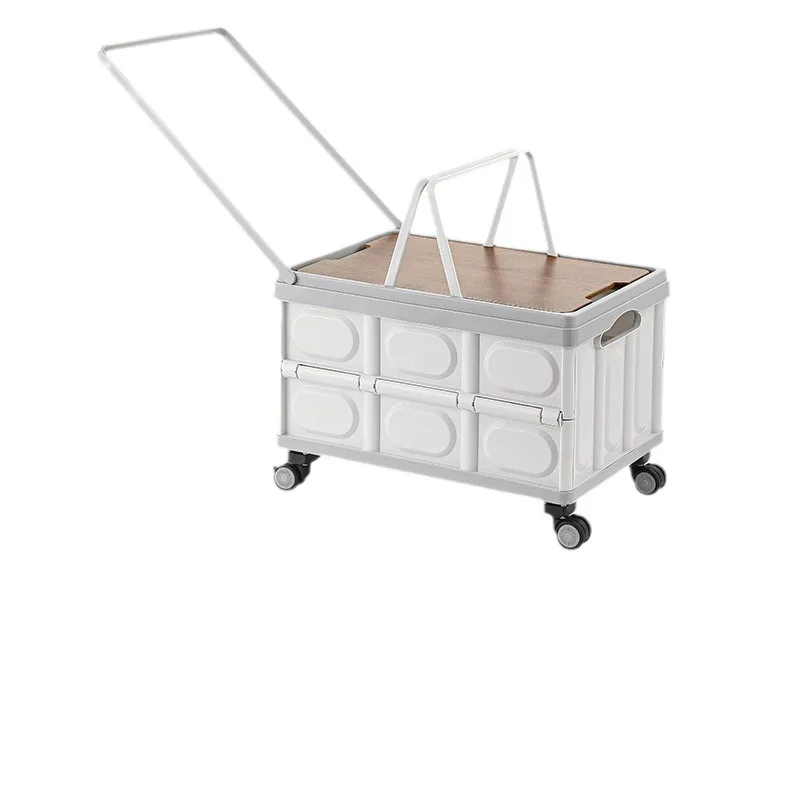 

Portable multi-function with tie rod foldable with wheels outdoor small pull cart car storage box