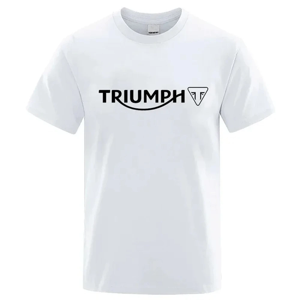 Retro Triumphs Motorcycle Rider Print Luxury Brand Cotton T-shirt Men Women Summer Trendy Tshirt Kid Top Children Short Sleeve