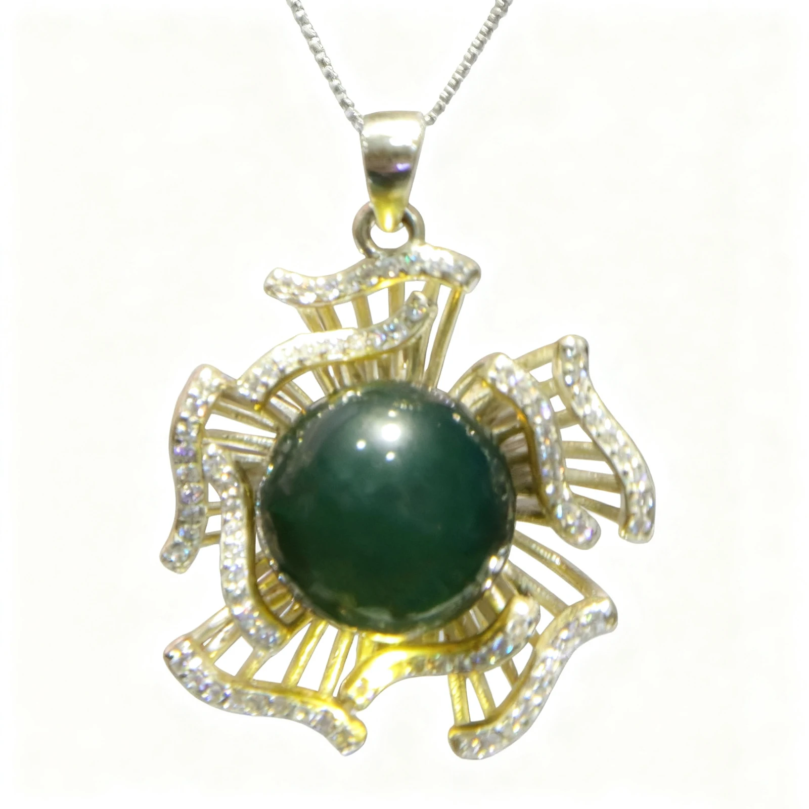 Natural Mexican Blue Amber Pendant 13mm Sunburst Sterling Silver Pendant Openwork Necklace for Women Jewelry Gift