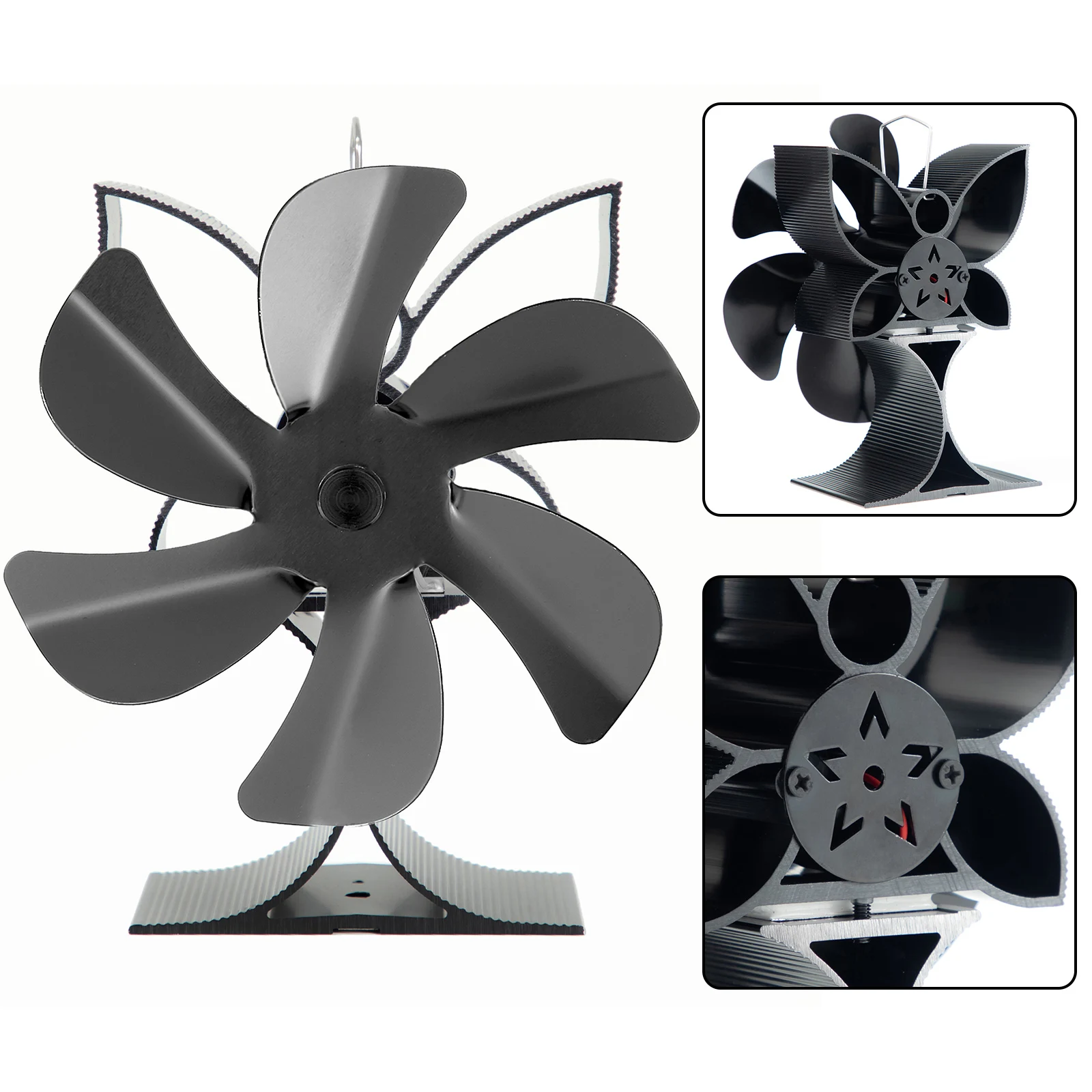 

6 Blade Fireplace Fan Stove Fan Powerless Quiet Operation Aluminum Chimney Fan 50°C To 350°C For Most Fireplaces Home Vents