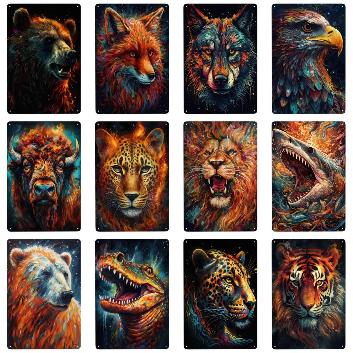 Винтажные металлические вывески Tigre Psychdelic, Лев, волк, медведь, орел, настенный декор для клуба, кухни, кафе-бара